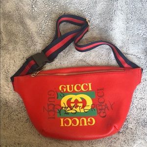 Gucci Print Leather Belt Bag